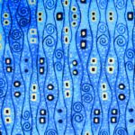 Blue abstract pattern with dots and spirals.