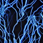 Blue electric lines on black background.