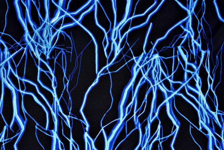 Blue electric lines on black background