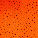 Orange background with black polka dots pattern.