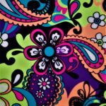 Colorful abstract floral and paisley pattern.