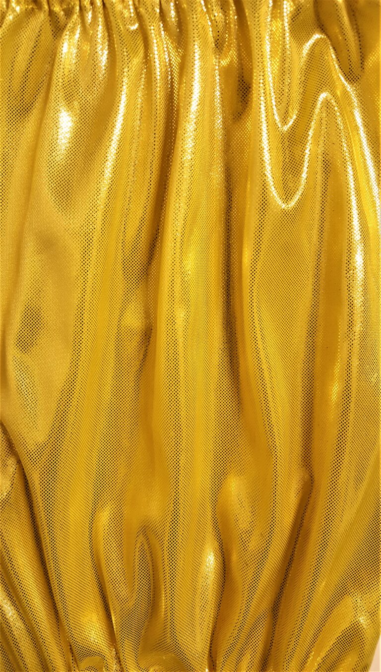 Gold metallic fabric with gathered texture